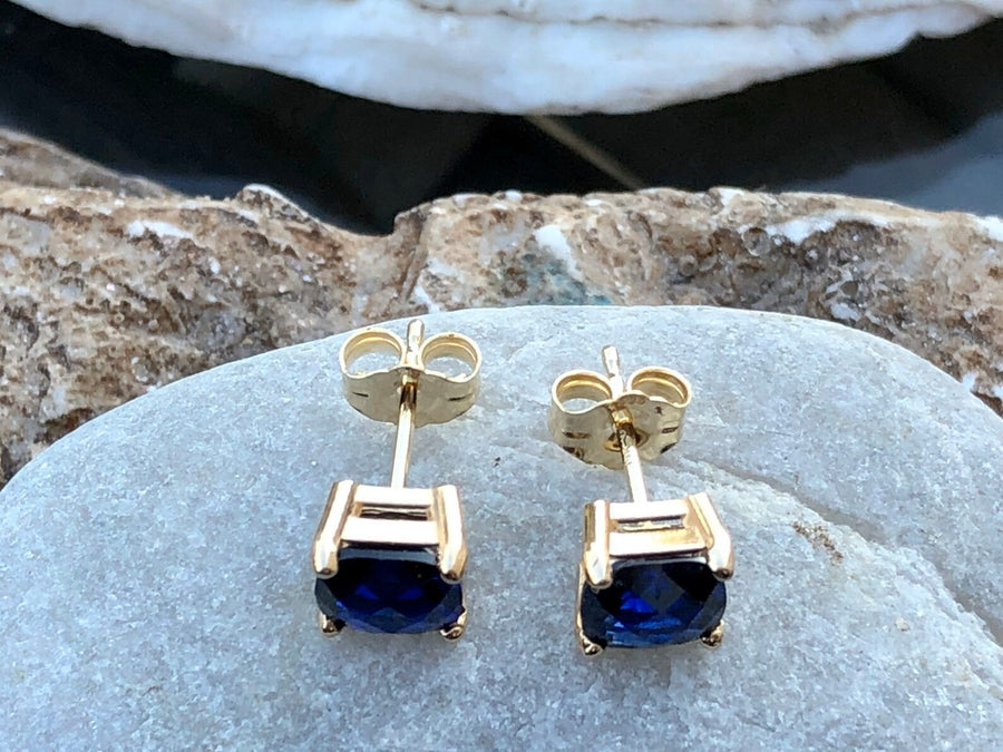 14k Gold Sapphire Stud Earrings