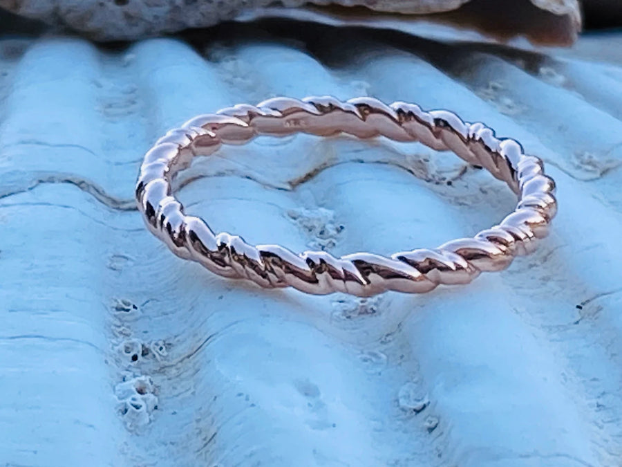 Gold Rope Stacking Ring, Twist Ring, Twisted Ring, Rope Ring