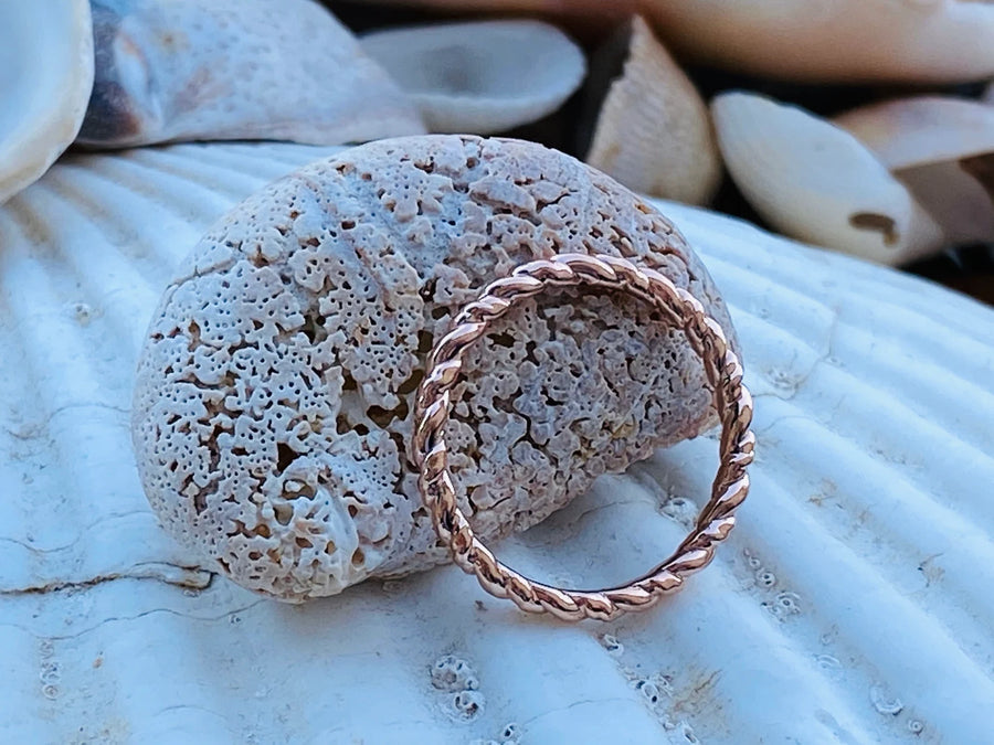 Gold Rope Stacking Ring, Twist Ring, Twisted Ring, Rope Ring