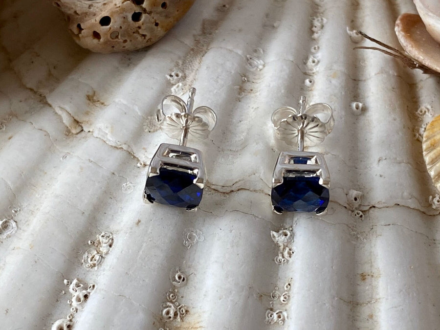 14k Gold Sapphire Stud Earrings