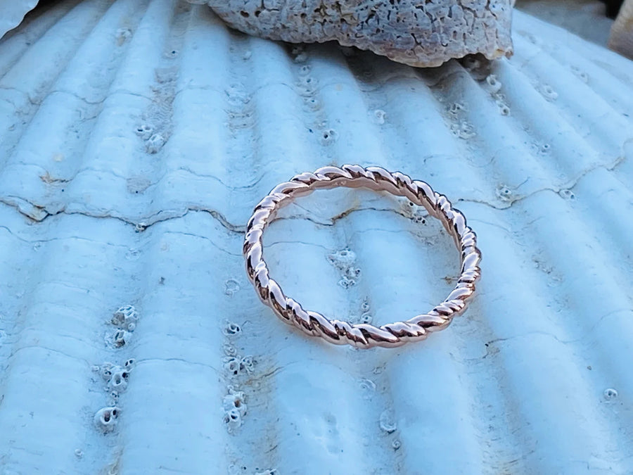 Gold Rope Stacking Ring, Twist Ring, Twisted Ring, Rope Ring