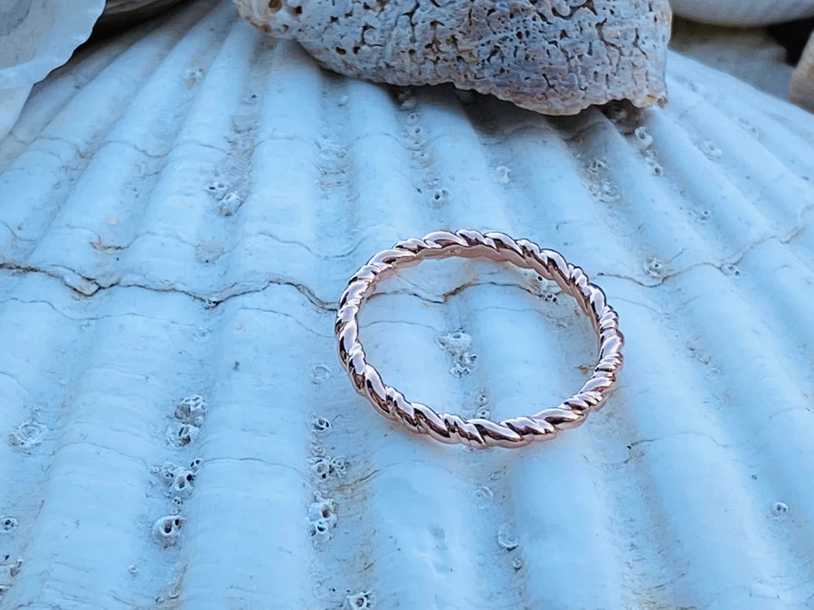 Gold Rope Stacking Ring, Twist Ring, Twisted Ring, Rope Ring