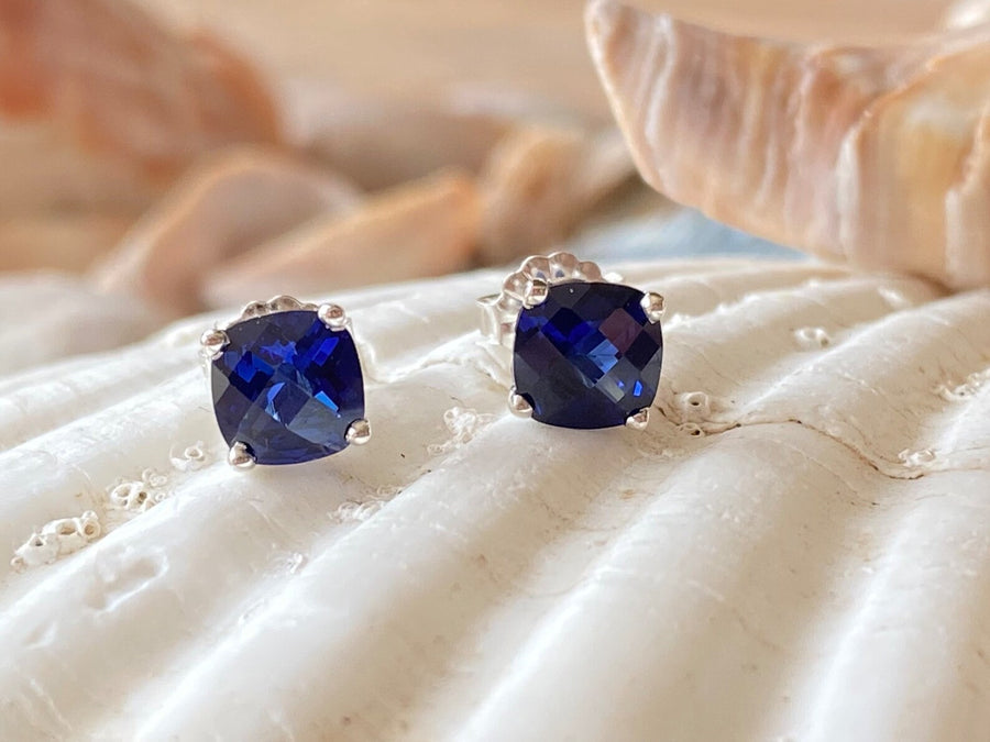 14k Gold Sapphire Stud Earrings