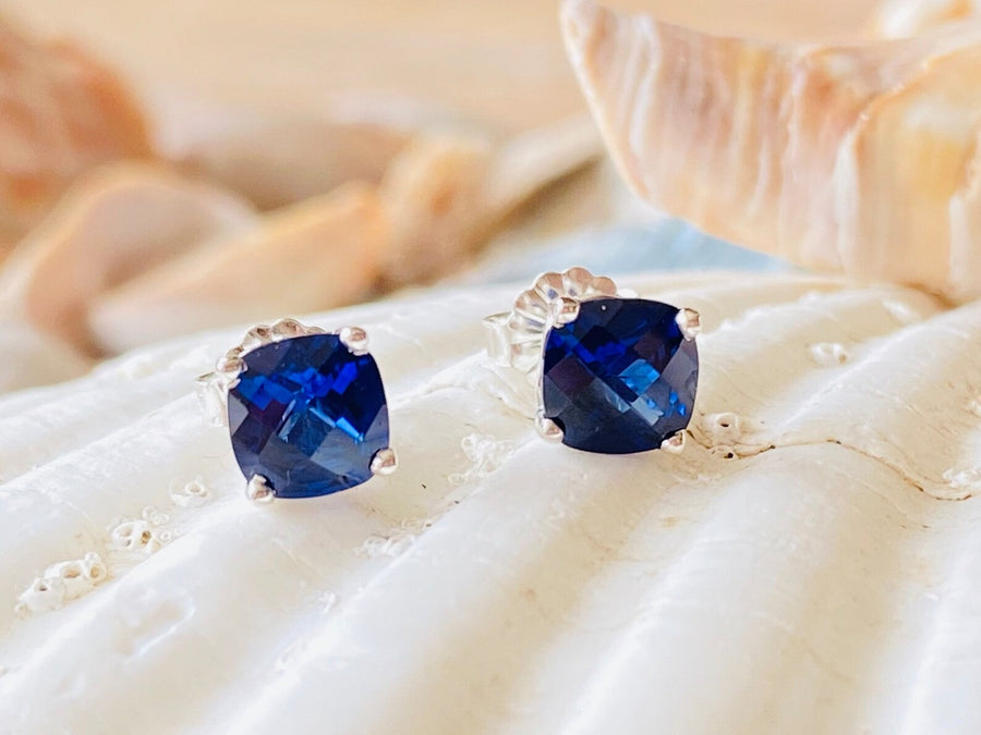 14k Gold Sapphire Stud Earrings