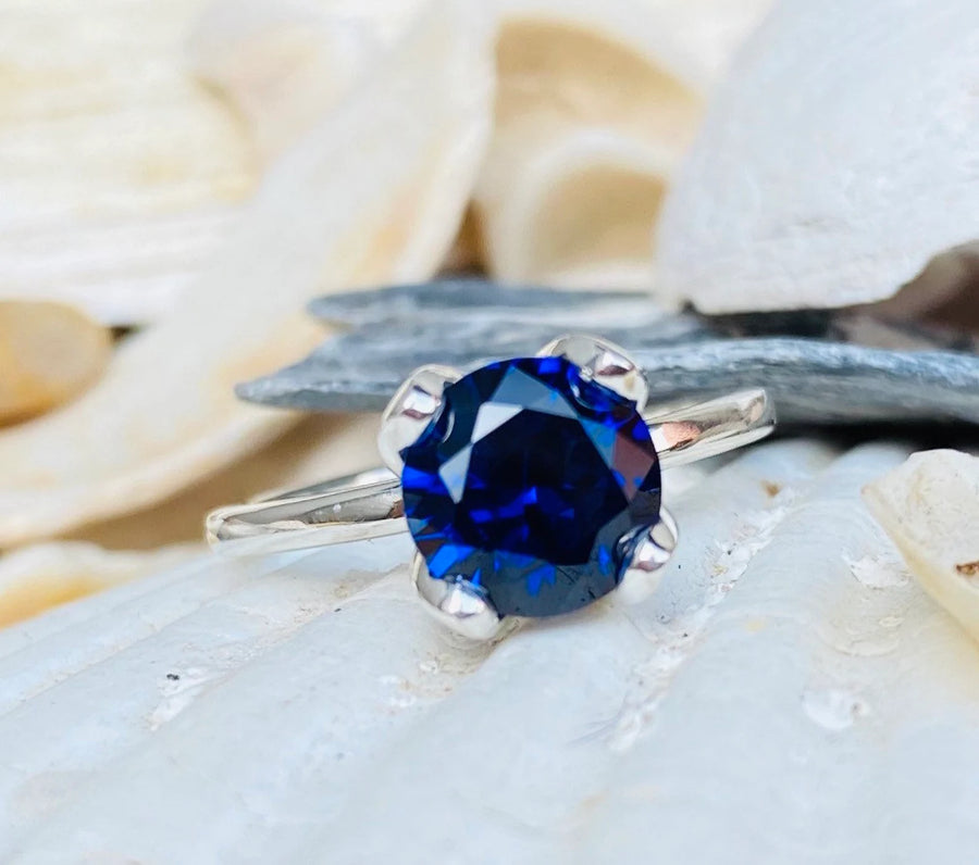 Blue 2.00 Carat Sapphire Solitaire Ring Sapphire Ring