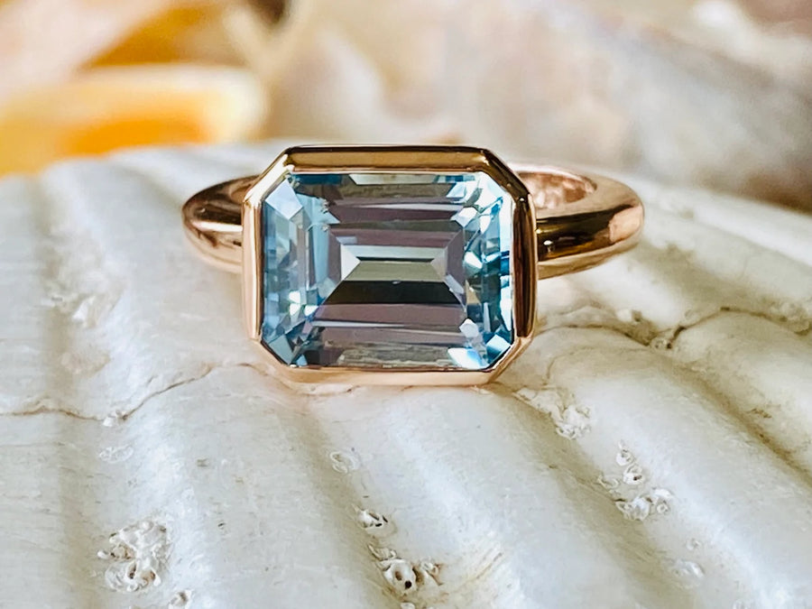 East West Emerald Cut Sky Blue Topaz 3.00ct