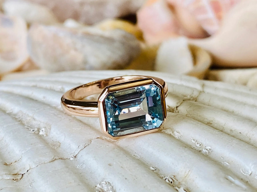 East West Emerald Cut Sky Blue Topaz 3.00ct