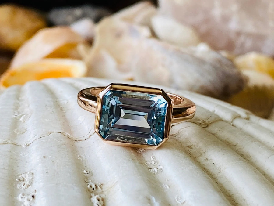 East West Emerald Cut Sky Blue Topaz 3.00ct