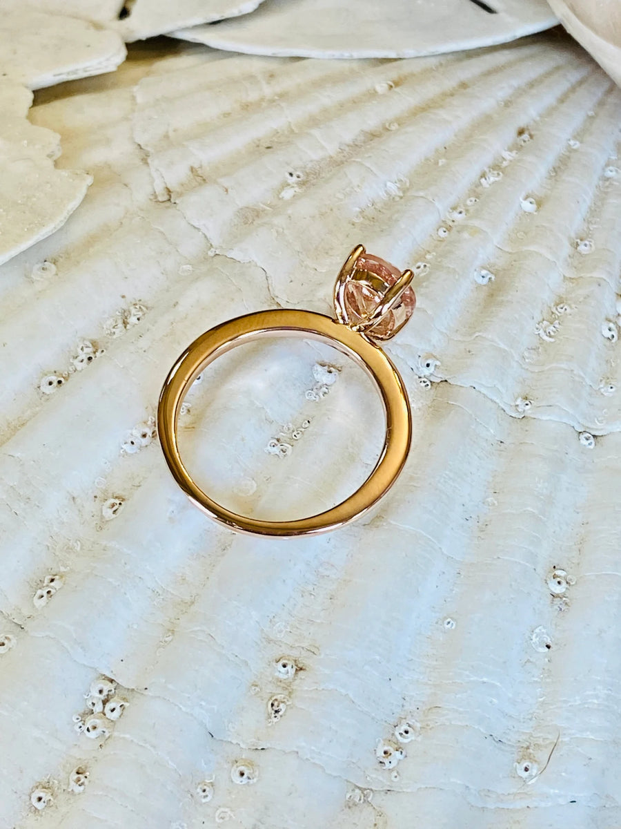 14k Oval Morganite Solitaire Ring