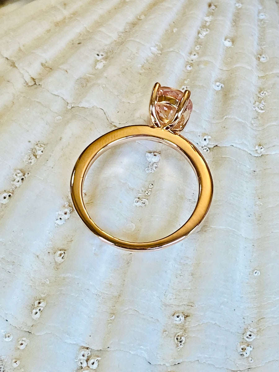 14k Oval Morganite Solitaire Ring