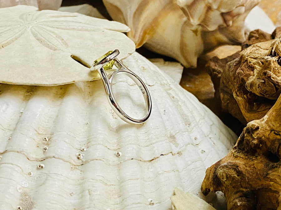 14k Cushion Cut Lemon Citrine Bezel Setting Ring