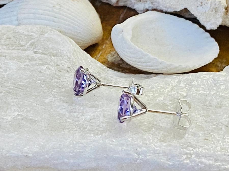 Lavender Rose De France Amethyst Stud Earrings