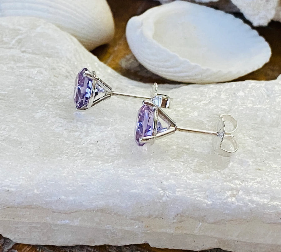 Lavender Rose De France Amethyst Stud Earrings