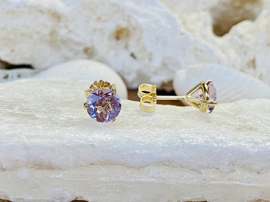 Lavender Rose De France Amethyst Stud Earrings