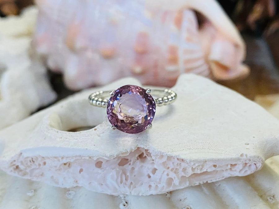 14k Natural Large Round Ametrine Ring