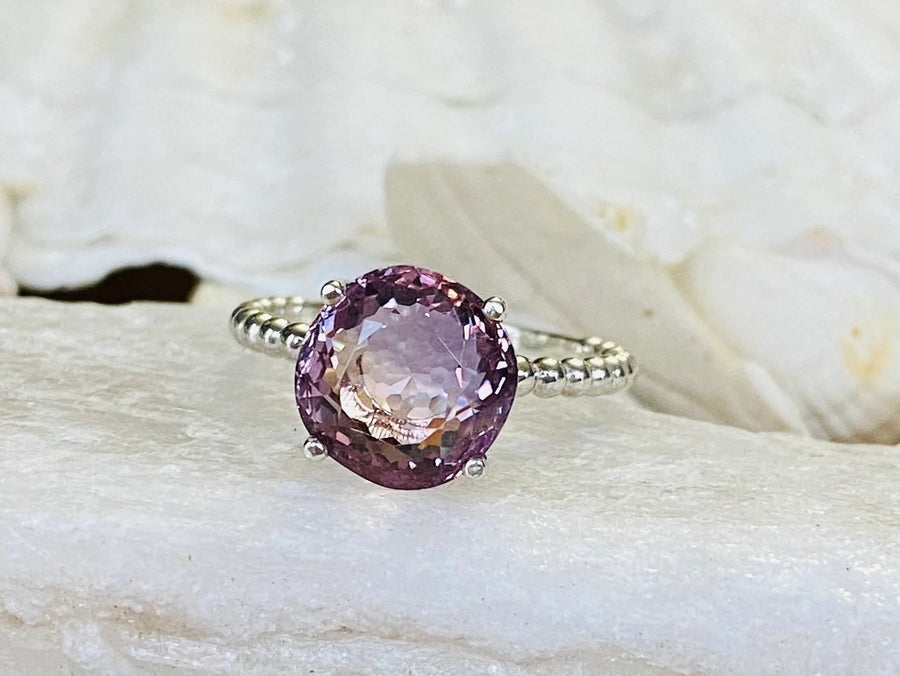 14k Natural Large Round Ametrine Ring