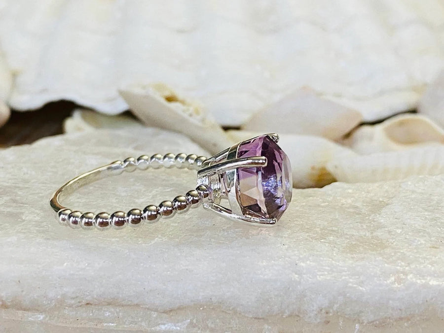 14k Natural Large Round Ametrine Ring