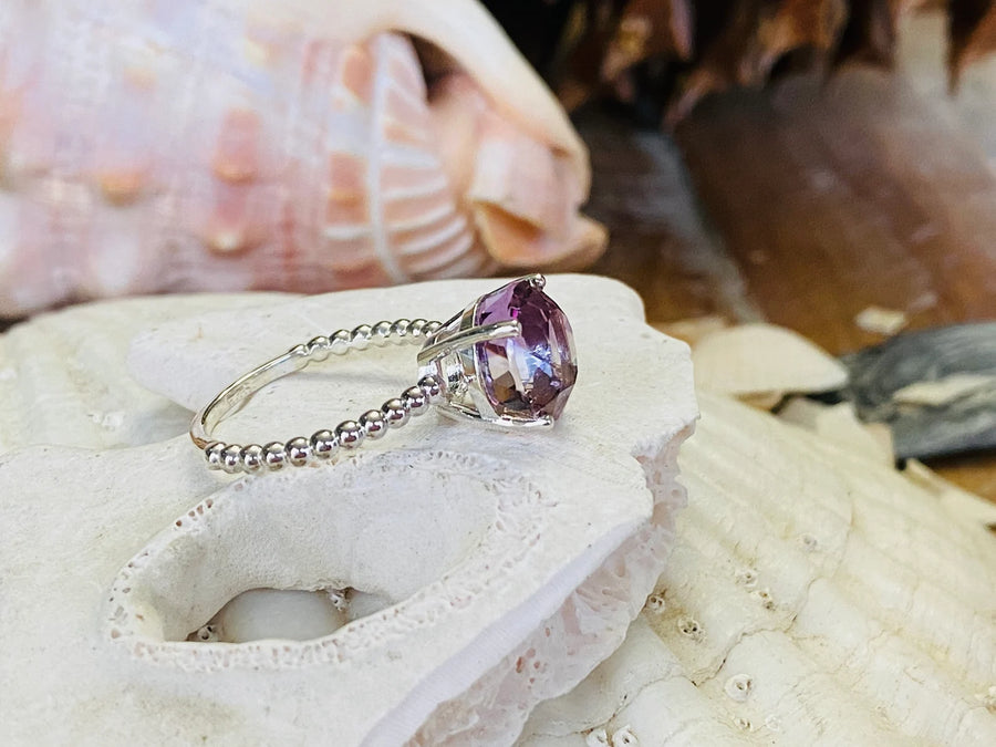 14k Natural Large Round Ametrine Ring