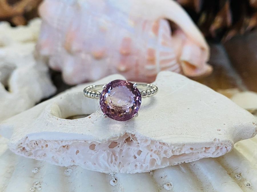 14k Natural Large Round Ametrine Ring