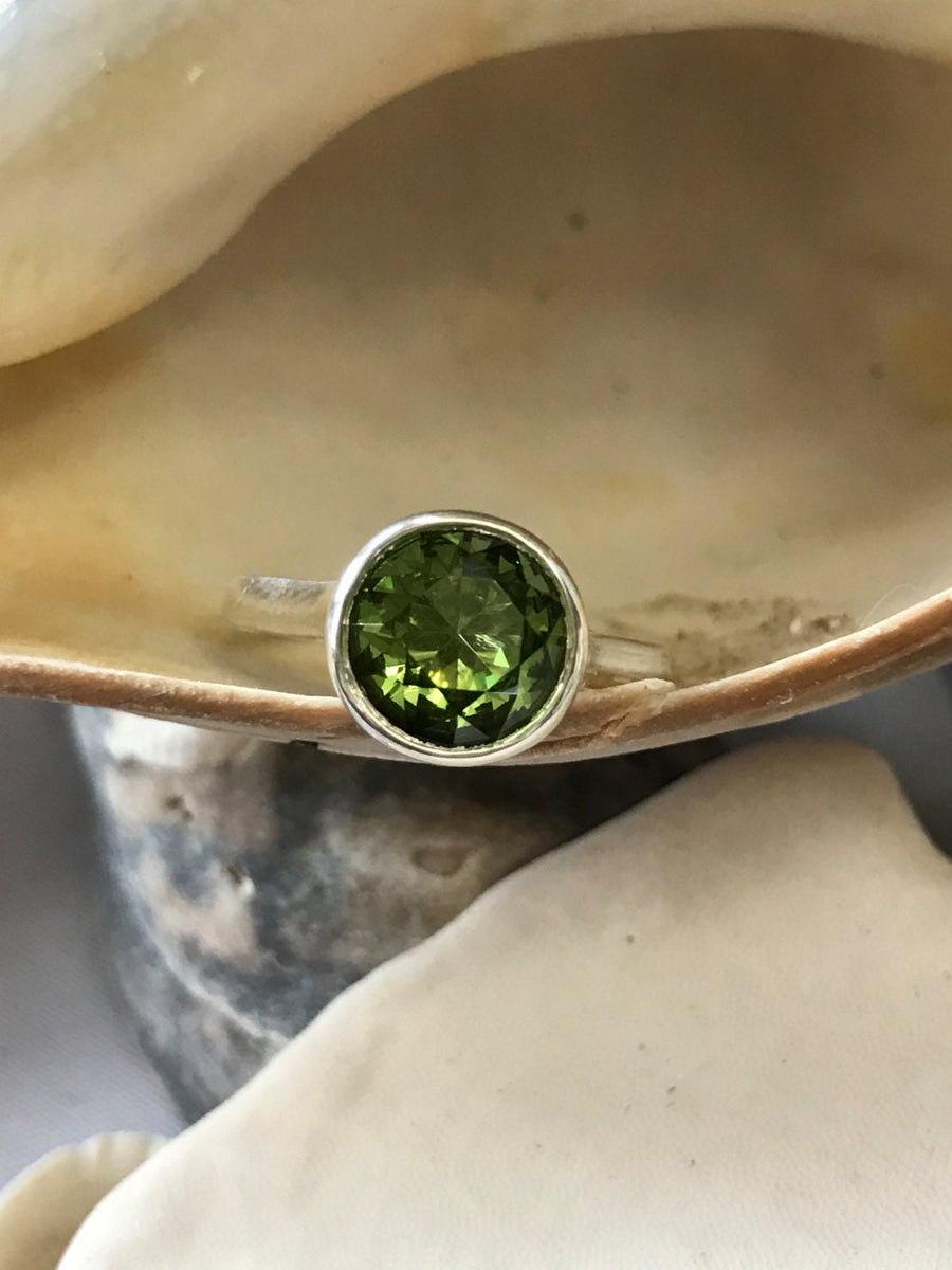 Peridot Solitaire Bezel Setting Ring