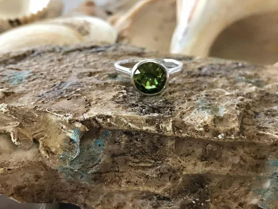 Peridot Solitaire Bezel Setting Ring