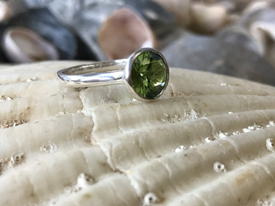 Peridot Solitaire Bezel Setting Ring