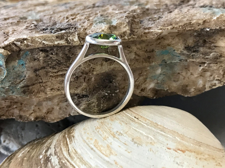 Peridot Solitaire Bezel Setting Ring