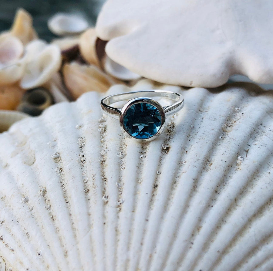 London Blue Topaz Ring Bezel Setting