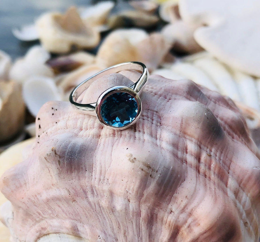 London Blue Topaz Ring Bezel Setting