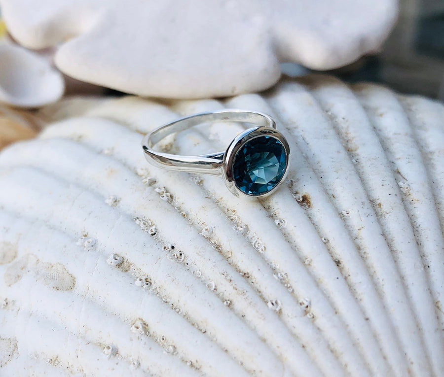 London Blue Topaz Ring Bezel Setting