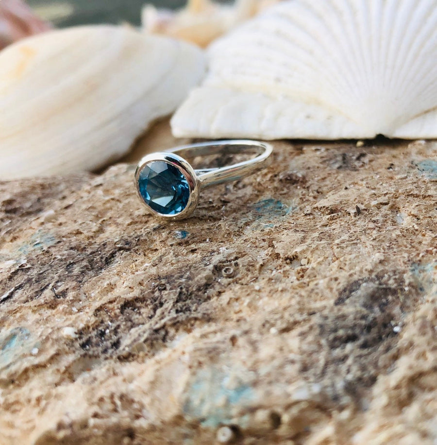 London Blue Topaz Ring Bezel Setting