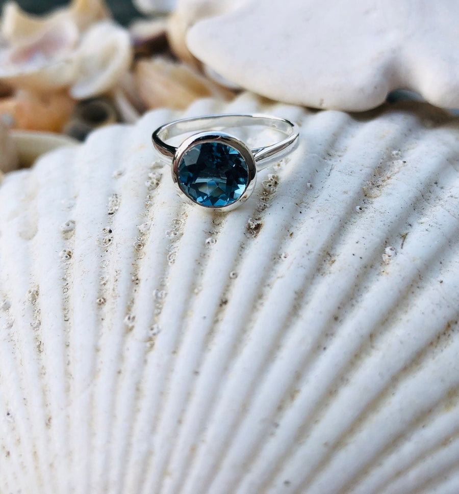 London Blue Topaz Ring Bezel Setting