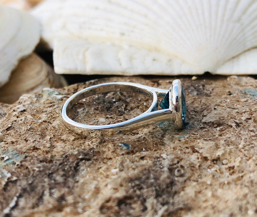 London Blue Topaz Ring Bezel Setting
