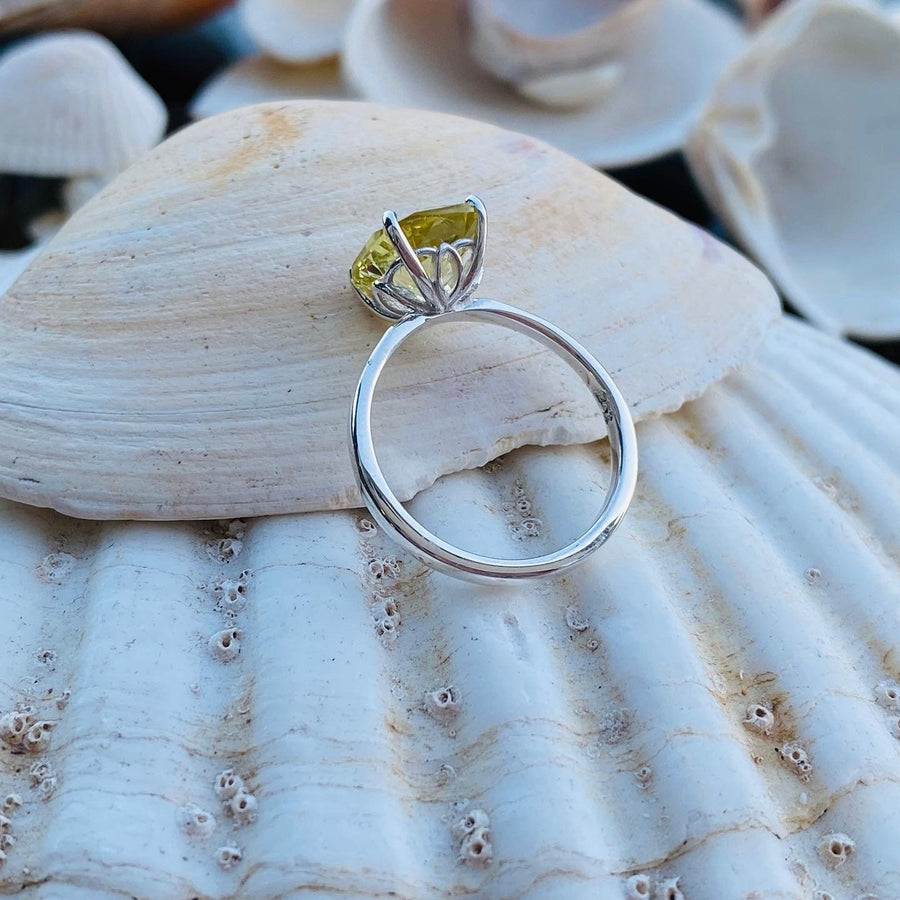 14k Antique Elongated Cushion Cut Lemon Citrine Ring