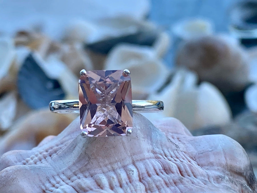 Radiant Cut Solitaire Morganite Ring