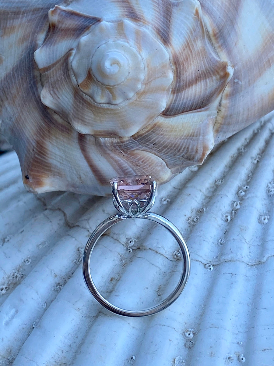 Radiant Cut Solitaire Morganite Ring