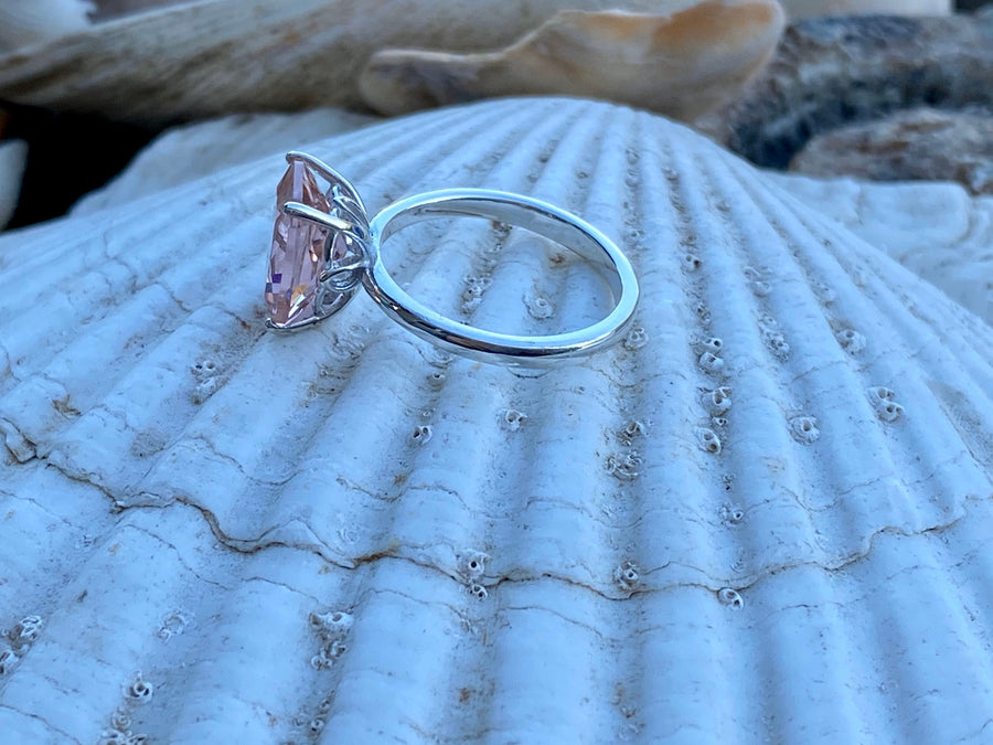 Radiant Cut Solitaire Morganite Ring