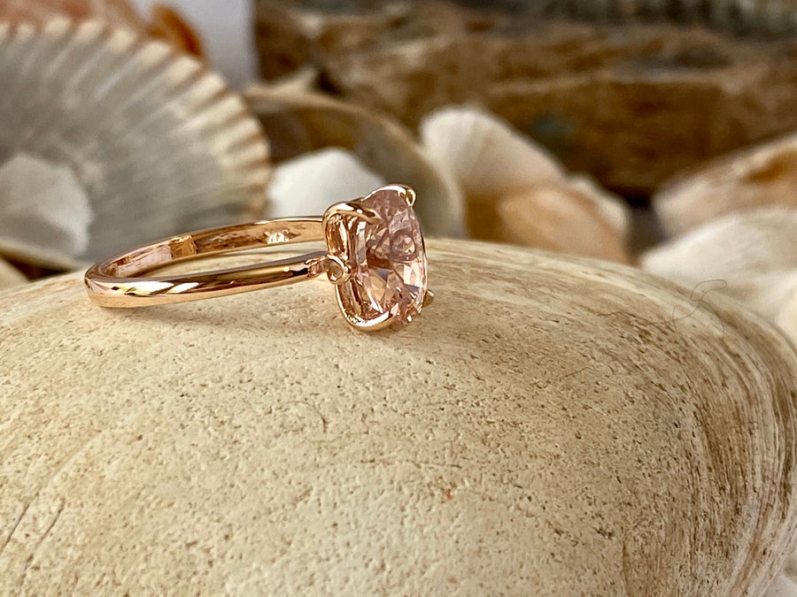 Oval Cut Morganite Solitaire Ring