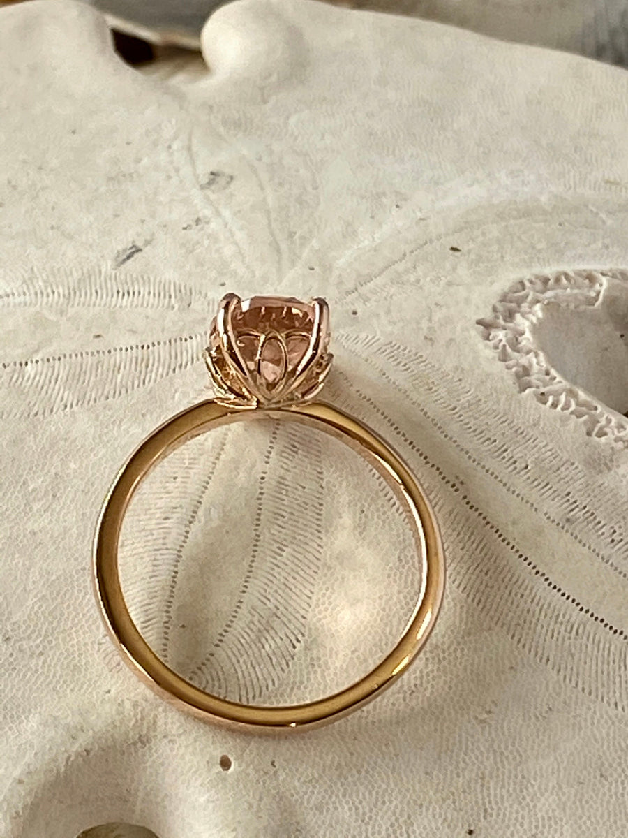 Oval Cut Morganite Solitaire Ring