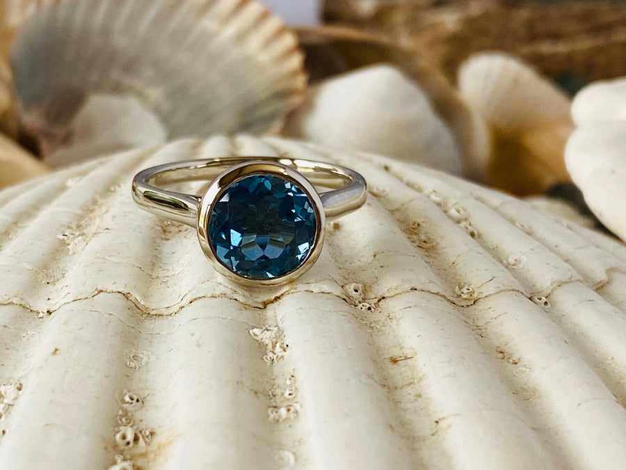 London Blue Topaz Ring Bezel Setting