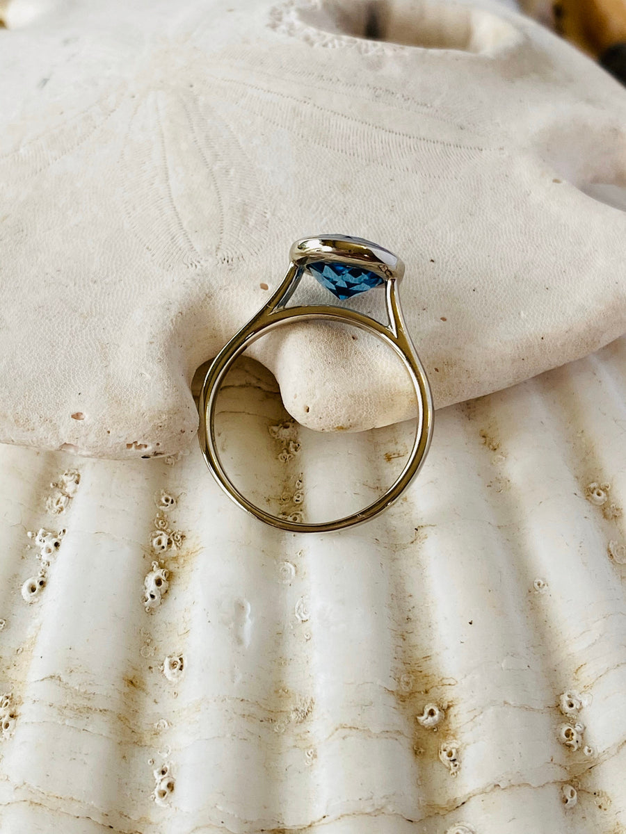 London Blue Topaz Ring Bezel Setting