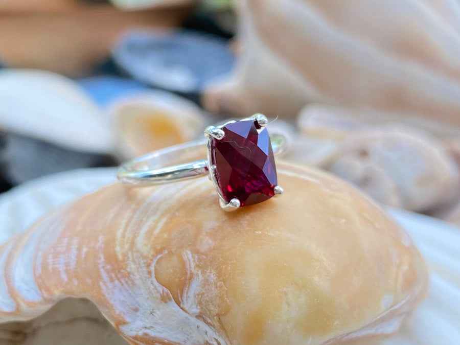 14k Antique Elongated Cushion Cut Ruby Solitaire Setting Ring