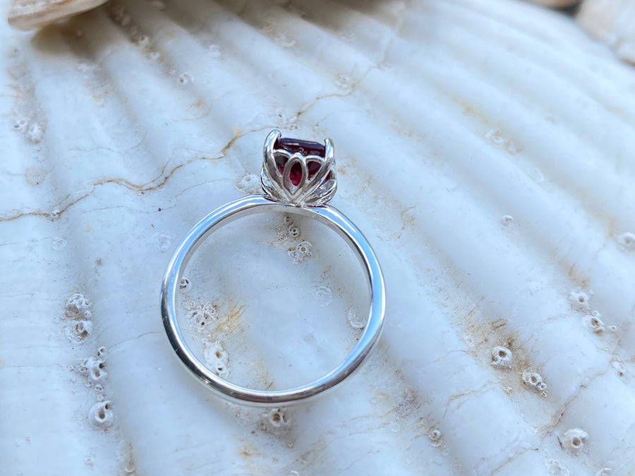 14k Antique Elongated Cushion Cut Ruby Solitaire Setting Ring