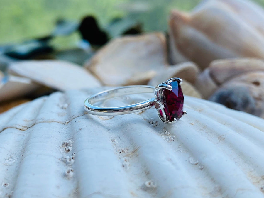 14k Antique Elongated Cushion Cut Ruby Solitaire Setting Ring