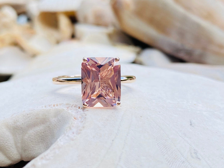 Radiant Cut Solitaire Morganite Ring