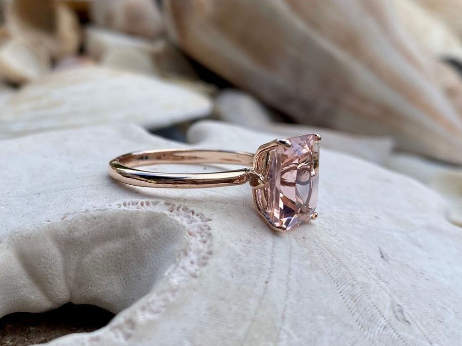 Radiant Cut Solitaire Morganite Ring