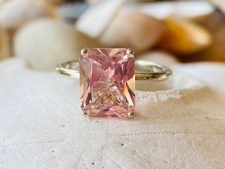 Radiant Cut Solitaire Morganite Ring