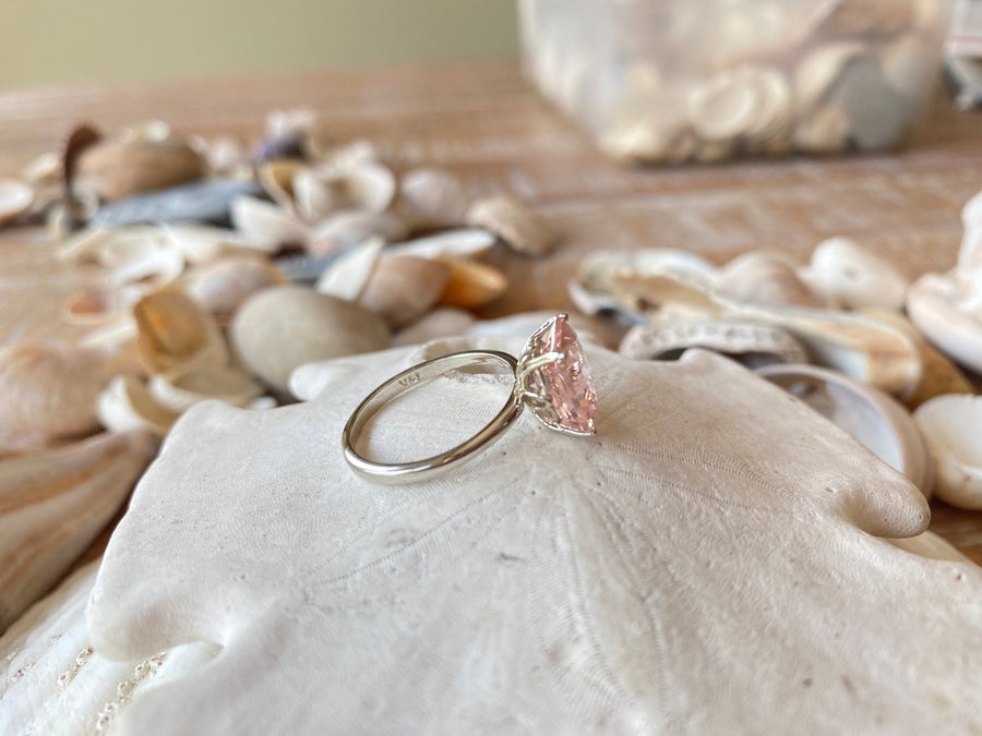 Radiant Cut Solitaire Morganite Ring