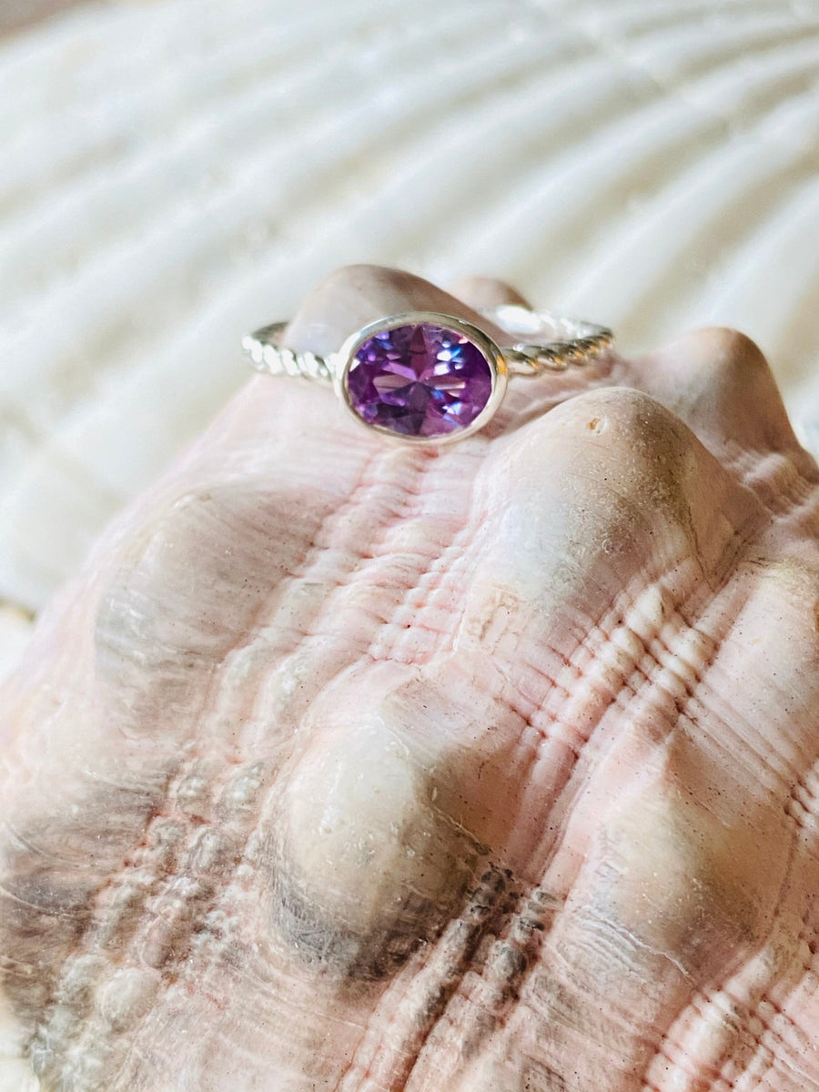 Oval Alexandrite Bezel Ring Alexandrite Ring