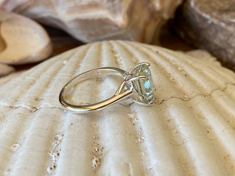 Emerald Cut Green Amethyst Genuine Prasiolite Solitaire 2.00ct Ring